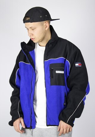 VINTAGE MENS TOMMY HILFIGER FLEECE FULL ZIP JACKET