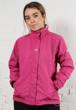 Vintage Helly Hansen Jacket in Pink w Spell Out Logo UK 14