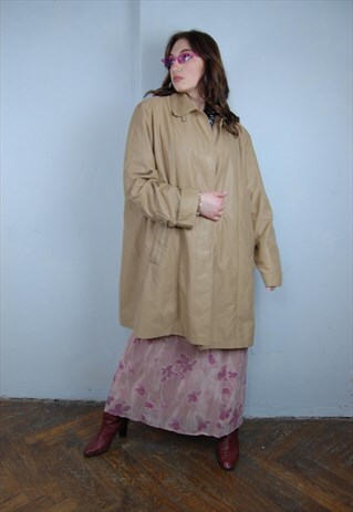 Vintage y2k oversized rain festival long coat jacket cream
