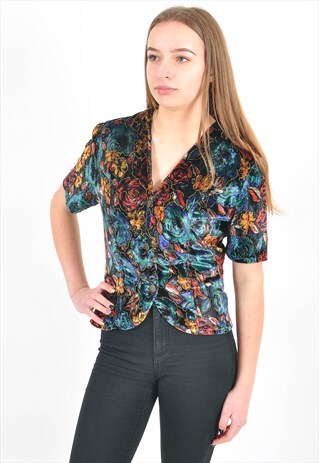 VINTAGE VELVET JACKET IN FLOWER PRINT