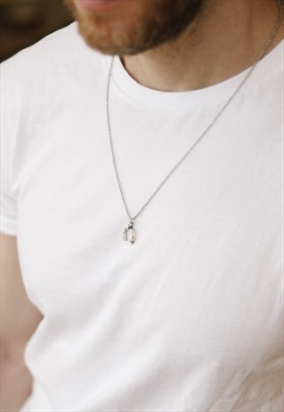 HORSESHOE NECKLACE FOR MEN SILVER CHAIN COWBOY GIFT FOR HIM