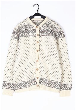 Cream Patterned wool Cardigan knitwear jumper knit 