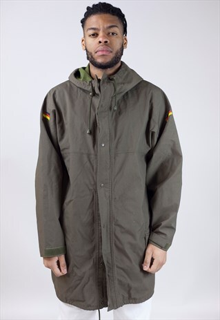 VINTAGE KHAKI GREEN LONG PARKA JACKET