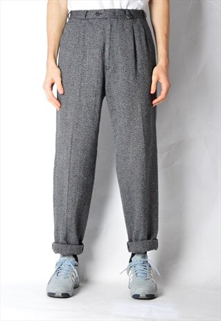 VINTAGE 80S GREY WOOL BLEND PANTS
