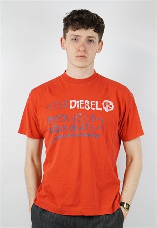 VINTAGE DIESEL RED PRINTED T-SHIRT