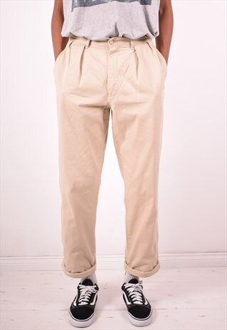 POLO RALPH LAUREN MENS VINTAGE TROUSERS W32 L34 KHAKI 90S
