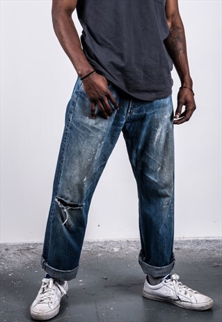 VINTAGE BLUE LEVI'S 501 PAINT JEANS
