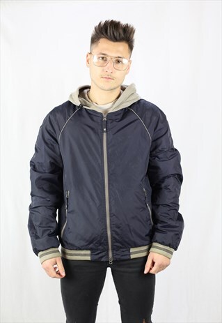 MENS VINTAGE ARMANI JACKET HOODIE MEDIUM URBAN SPORT CASUAL