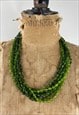 60'S VINTAGE LADIES NECKLACE GREEN PLASTIC MULTI CHAIN