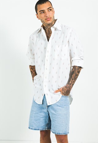 VINTAGE 80S CRAZY PATTERN FESTIVAL SHORT SLEEVE SHIRT/S5096