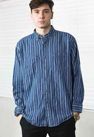VINTAGE REGATTA STRIPPED LONGSLEEVE SHIRT 90S L 14.1