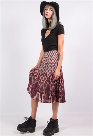 70'S VINTAGE PLEATED MIDI SKIRT