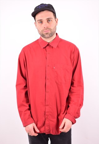 LEVI'S MENS VINTAGE SHIRT LARGE RED 90'S