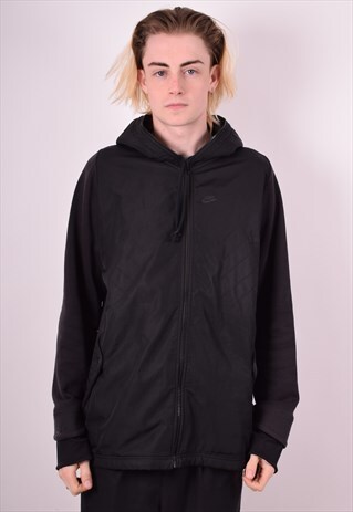 NIKE MENS VINTAGE HOODIE JACKET LARGE BLACK 90S