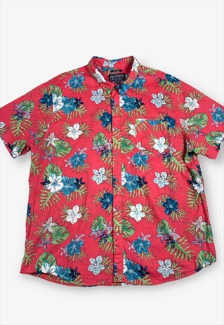 Vintage floral hawaiian aloha shirt pink 2xl BV16591