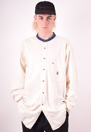 NAUTICA MENS VINTAGE SHIRT XL BEIGE 90S