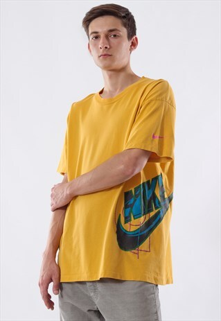 VINTAGE NIKE TEE 90S YELLOW BIG LOGO