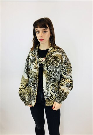 VINTAGE 80S SILK TIGER PRINT JACKET