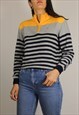 VINTAGE TOMMY HILFIGER SWEATSHIRT JUMPER IN STRIPE W LOGO