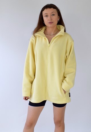 PALE YELLOW VINTAGE 90S REGATTA ZIP UP FLEECE TOP JACKET L