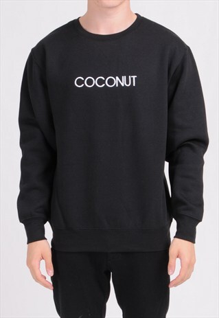BLACK COCONUT SWEATSHIRT - EMBROIDERED