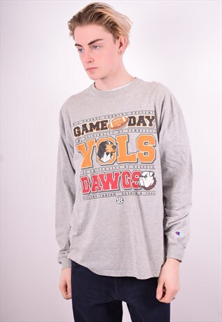 CHAMPION MENS VINTAGE TOP LONG SLEEVE XL GREY 90'S