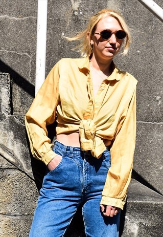 VINTAGE MUSTARD EMBROIDERED BLOUSE