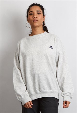 VINTAGE 90'S ADIDAS LIGHT GREY MARL SWEATSHIRT