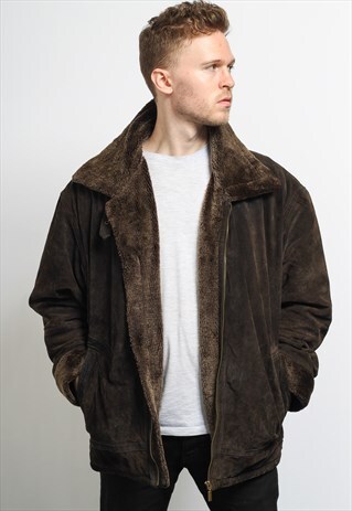 VINTAGE SUEDE AVIATOR FLEECE SHEEPSKIN JACKET