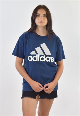 VINTAGE 90S BLUE ADIDAS CREW NECK T SHIRT