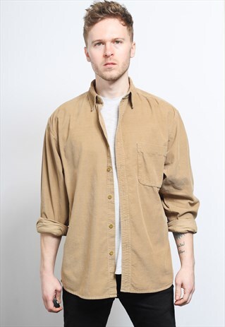 VINTAGE CORDUROY CORD SHIRT BROWN