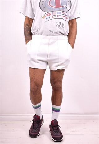LACOSTE MENS VINTAGE SHORTS W30 WHITE 90'S