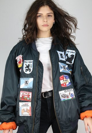 VINTAGE BOMBER JACKET WITH PATCHES