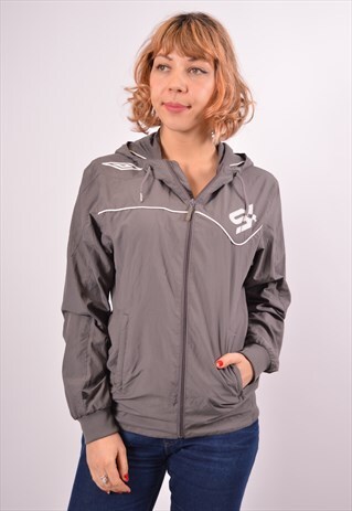 VINTAGE UMBRO HODED TRACKSUIT TOP JACKET GREY