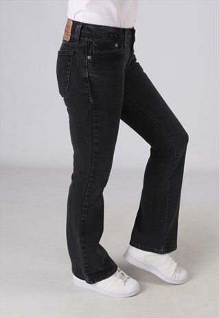 VINTAGE LEVIS 529 BOOTCUT FLARE JEANS UK 8 BLACK (LAZ)