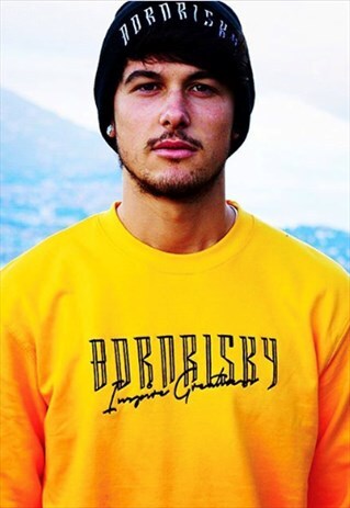 BORN RISKY APPAREL YELLOW EMBROIDERED SWEATSHIRT