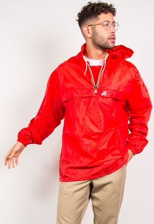 K-WAY WATERPROOF 1/4 ZIP CAGOULE RAIN JACKET