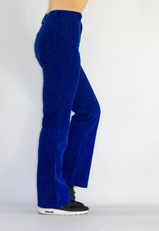VINTAGE HIGH WAIST 70'S CORDUROY ROYAL BLUE FLARES