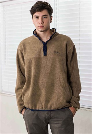 VINTAGE BROWN L.L. BEAN FLEECE JUMPER LOGO 90S X 14.6