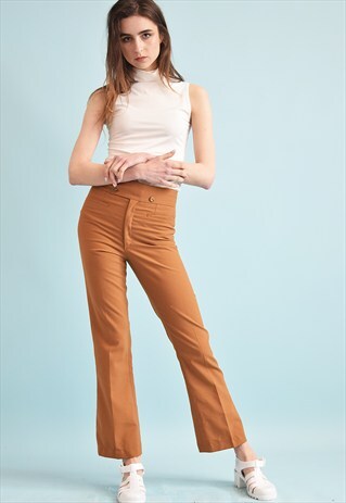 70'S RETRO REGULAR WAIST TAPERED TROUSERS