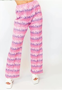 Jungleclub Festival Flares With Swirl Print In Pink Purple