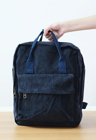 DARK BLUE CORDUROY BACKPACK