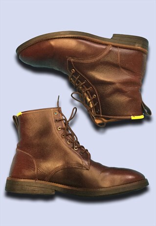 BURGUNDY BROWN LEATHER 'HAITI' LACED SMART ANKLE BOOTS