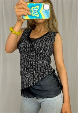 Vintage cache cache black mesh vest. 