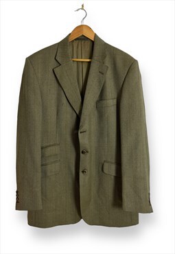 Vintage Aquascutum Blazer Jacket Green Check Wool Mens 44 