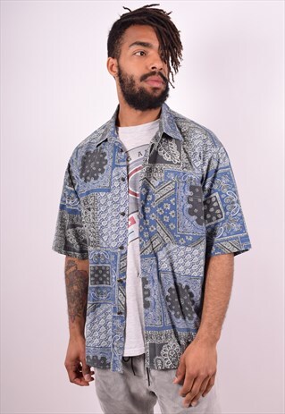 RIFLE MENS VINTAGE SHIRT XL BLUE 90S