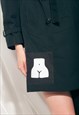 REWORKED VINTAGE TRENCH COAT 70S FEMINIST PATCH BLACK JACKET