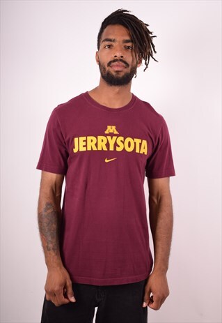 NIKE MENS VINTAGE T-SHIRT TOP MEDIUM MAROON 90S