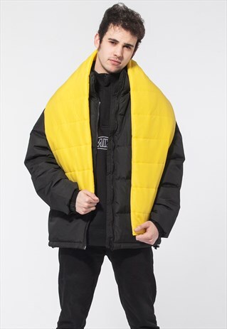 YELLOW QUILTED SCARF PUFFER LIMITED SKI WINTER