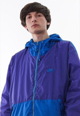 VINTAGE NIKE TRACKSUIT WINDBREAKER HOODED 90S PURPLE BLUE